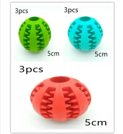 Set of three 5cm spiky rubber balls in green, blue, and red for pets or massage