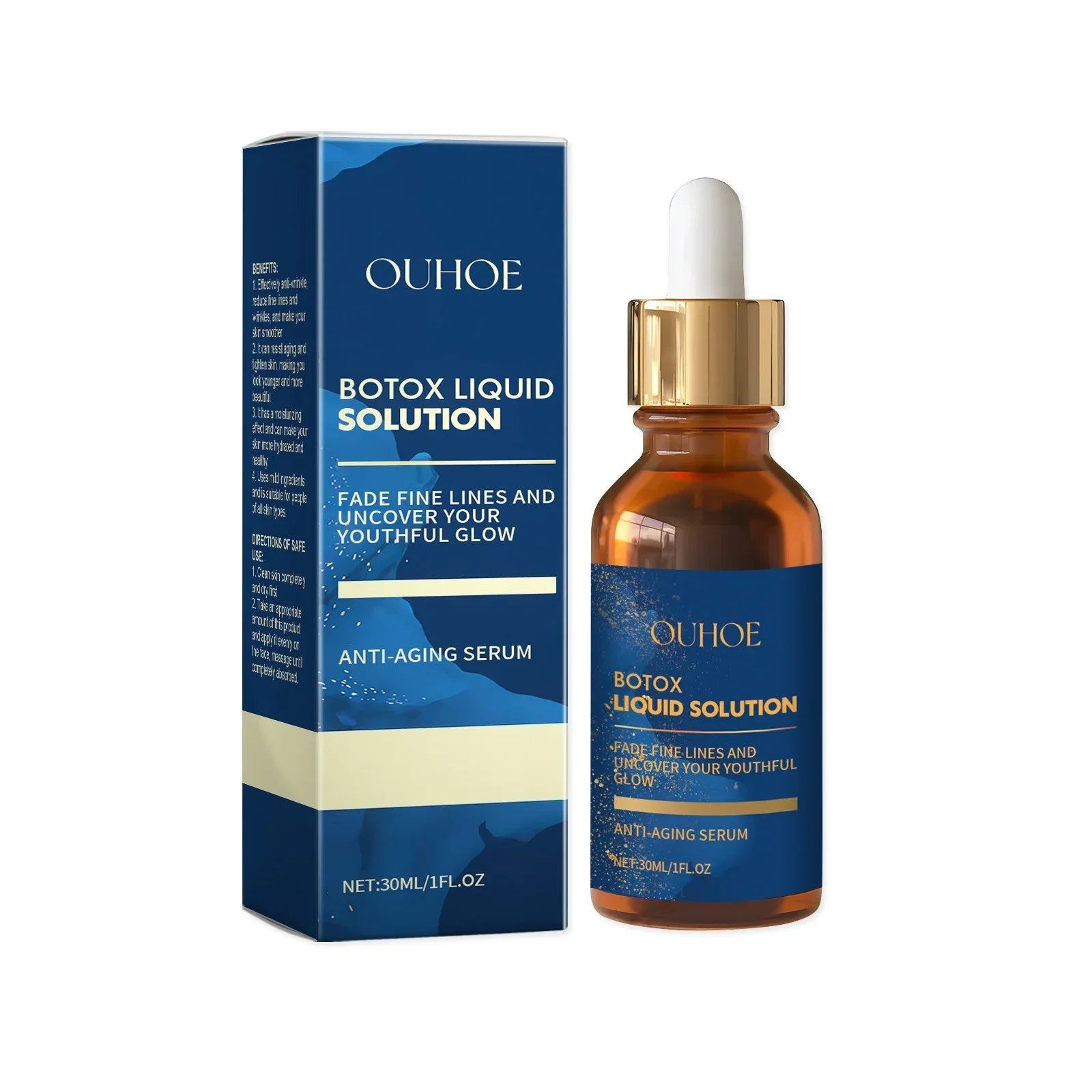 OUHOE Botox Liquid Solution anti-aging serum bottle and packaging with dropper