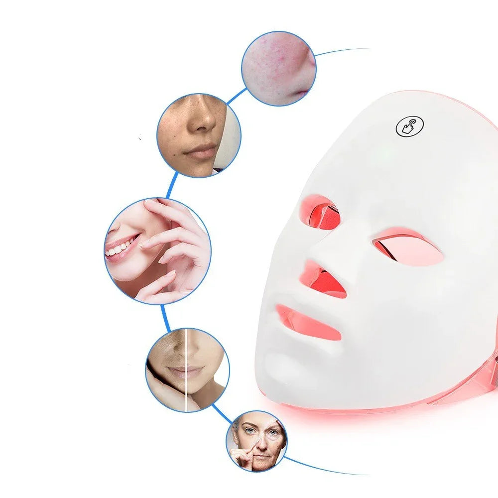 LED light therapy facial mask with benefits for acne, wrinkles, and skin rejuvenation